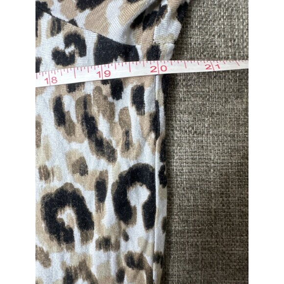 Ruby Rd Leopard Animal Print Tunic Top Studded Neckline 3/4 Sleeves Womens M - Picture 5 of 6